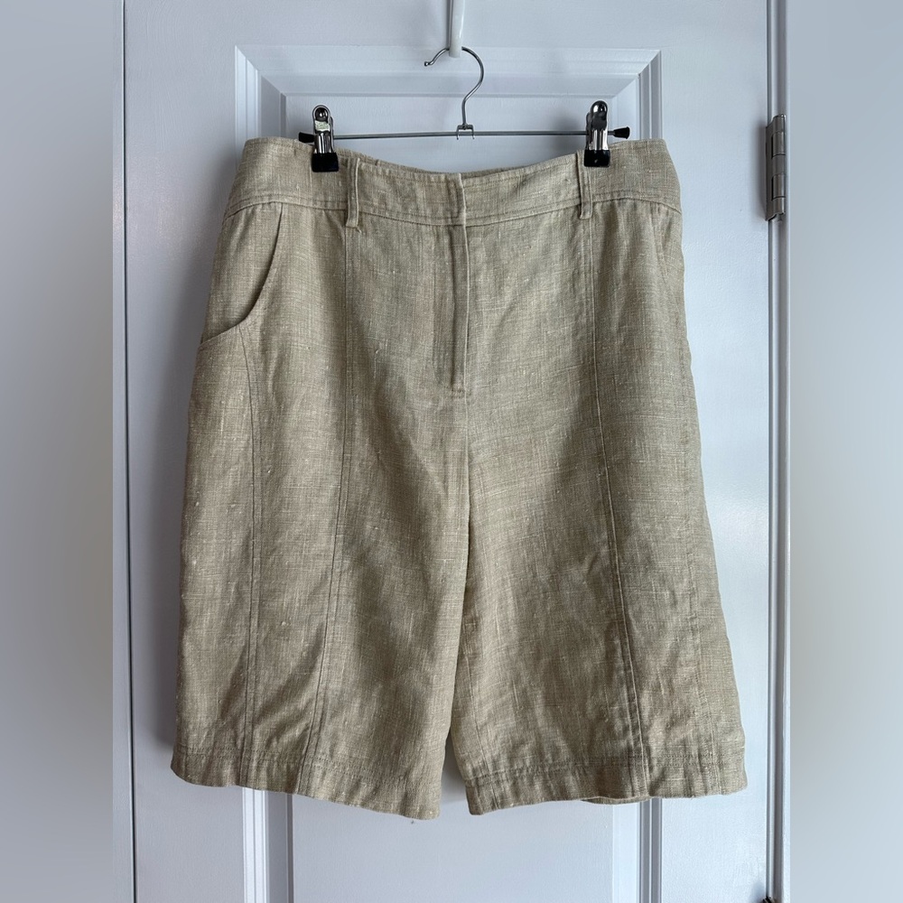 St. John Sport Women’s Linen Beige Shorts (Size 12) - Picture 1 of 11